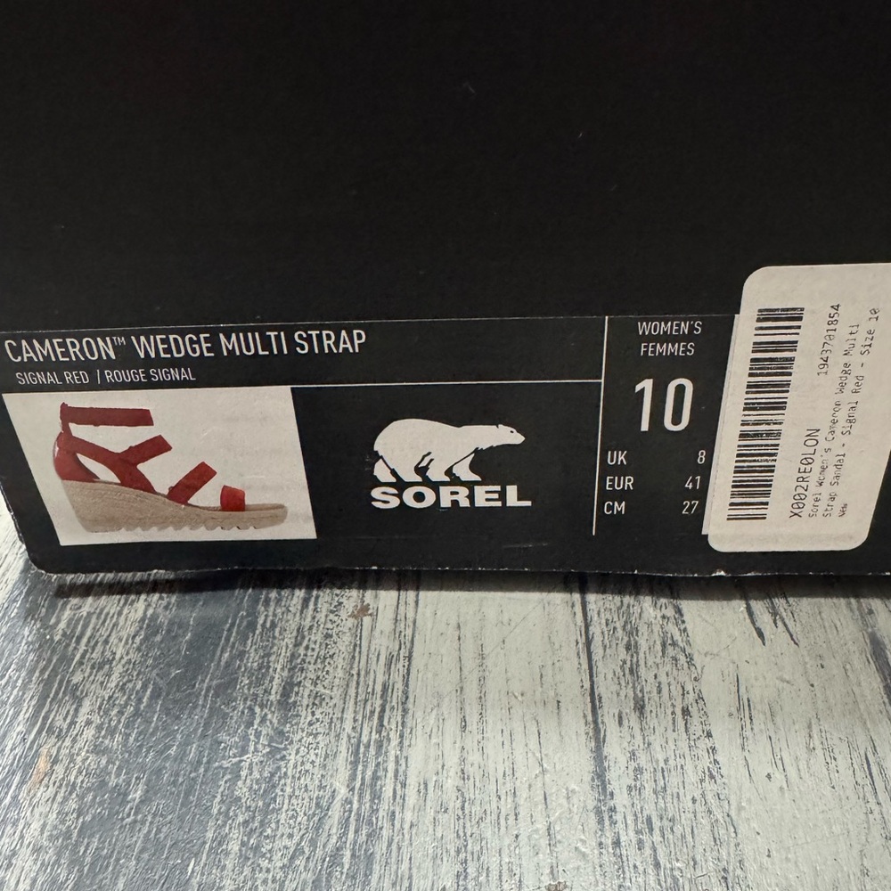 Sorel Women’s Cameron Multi Strap Wedge Sandals in Signal Red Size 10 - Picture 5 of 13